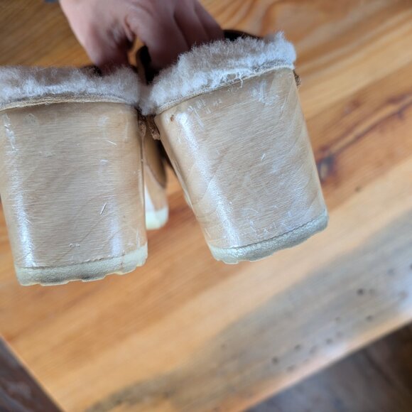 Butterscotch No 6 Leather Wood Block Mid Heel Shearling Lined Slip On Liza Clogs - Picture 10 of 14